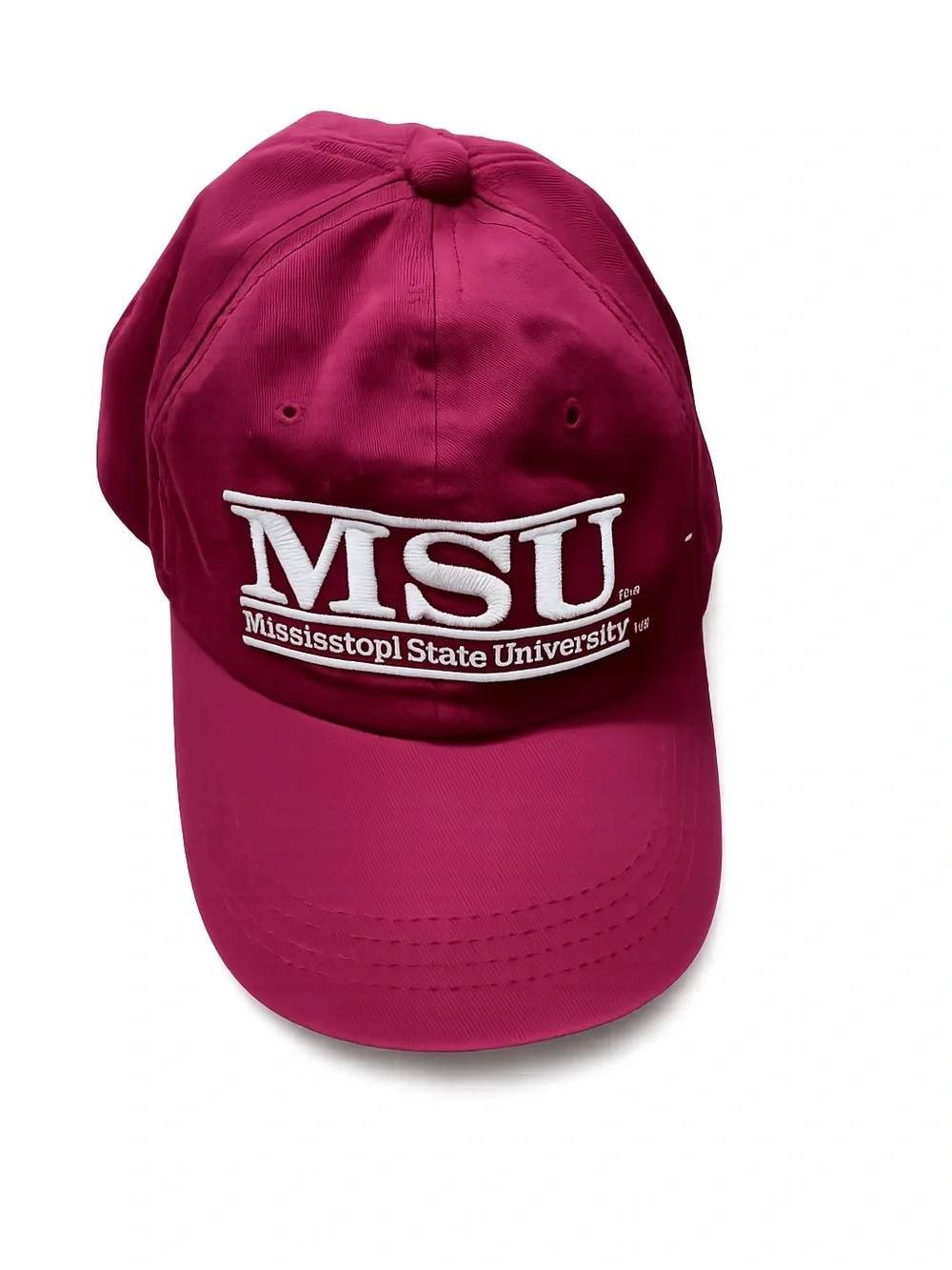 Mississippi State University MSU Maroon Fitted Hat‎ Size 6 7/8 Embroidered Cap
